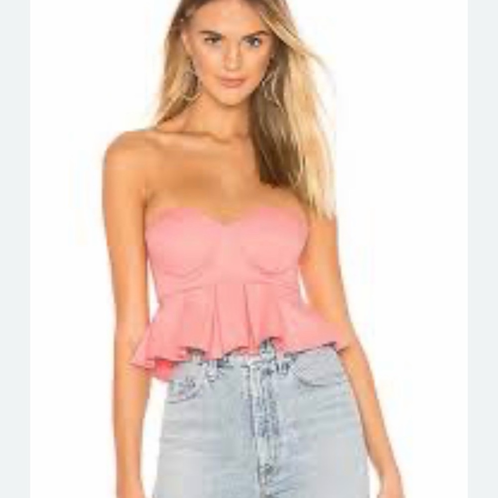 Superdown Cherrie Strapless Peplum Bustier Top Sz XL Pink Festival Going Out